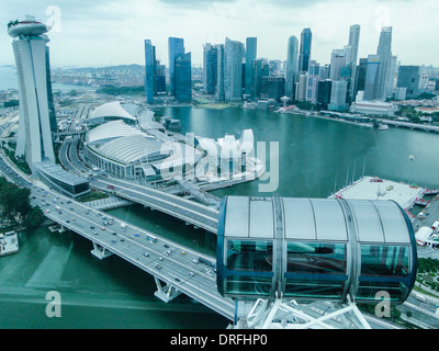 Lo skyline di Singapore birdview. prese dal Singapore Flyer. Foto Stock