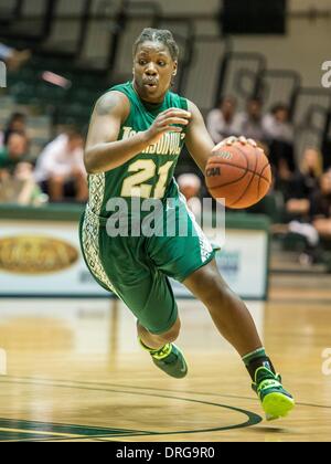 - DeLand, FL, U . 25 gennaio, 2014. S: Stetson Hatters guard Keara Finnerty (21) durante la prima metà della donna di pallacanestro del NCAA di azione di gioco tra Jacksonville i delfini e la Stetson Hatters presso il centro di Edmund in DeLand, Fl. © csm/Alamy Live News Foto Stock