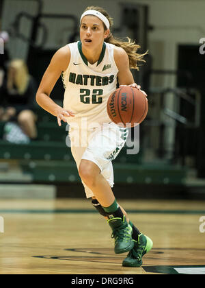 - DeLand, FL, U . 25 gennaio, 2014. S: Stetson Hatters guard Jama Sharp (22) durante la seconda metà delle donne di pallacanestro del NCAA di azione di gioco tra Jacksonville i delfini e la Stetson Hatters. Stetson sconfitto Jacksonville 84-67 presso il centro di Edmund in DeLand, Fl. © csm/Alamy Live News Foto Stock