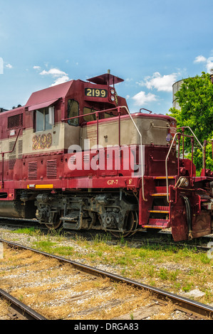 Vinny, 1953 GP-7 locomotiva diesel, Grapevine Vintage Railroad, Grapevine Texas Foto Stock