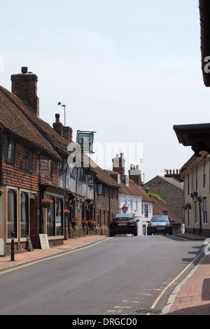 Il Tudor House. High Street. Alfriston. Wealden. East Sussex. In Inghilterra. Regno Unito. Foto Stock