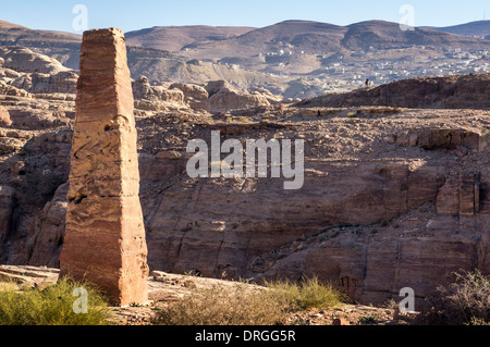 Nabatean obelisco di Petra, Giordania Foto Stock