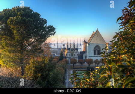 Château d'Angers è un castello nella città di Angers nella Valle della Loira, nel dipartimento di Maine-et-Loire, in Francia. Foto Stock