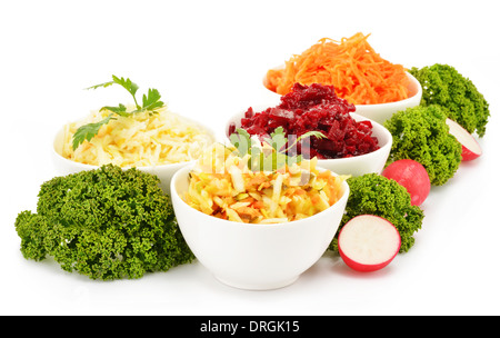 Composizione con quattro insalata di verdure bocce Foto Stock