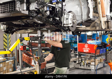 Produzione di Nissan-interno del costruttore di automobili, Sunderland impianto, l'Inghilterra del Nord, Regno Unito Foto Stock