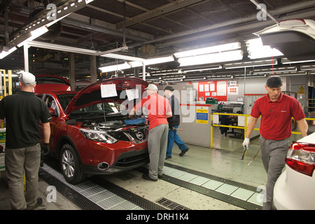 Produzione di Nissan-interno del costruttore di automobili, Sunderland impianto, l'Inghilterra del Nord, Regno Unito Foto Stock