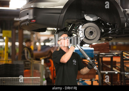 Produzione di Nissan-interno del costruttore di automobili, Sunderland impianto, l'Inghilterra del Nord, Regno Unito Foto Stock