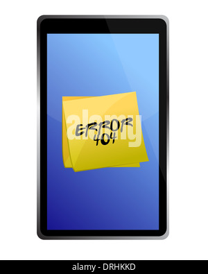 Tablet con un 404 messaggio di errore illustration design su uno sfondo bianco Foto Stock