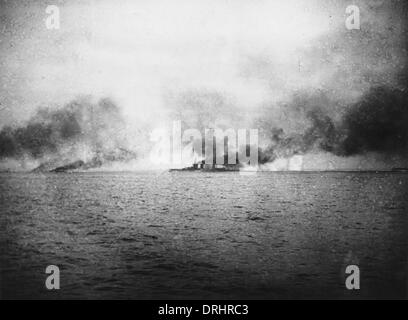 HMS Lion hit, battaglia dello Jutland, WW1 Foto Stock