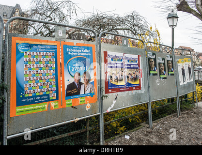 2008 elezione comunale cartelloni Strasburgo Alsace Francia Foto Stock