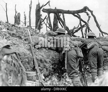 Due soldati britannici in trincea, fronte occidentale, WW1 Foto Stock