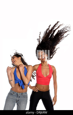 Ragazze danza alla musica da discoteca, Maedchen tanzen zu Disco-Musik Foto Stock