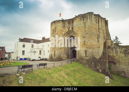 Norman Tonbridge Castle e Mansion, Tonbridge, Kent, Regno Unito Foto Stock