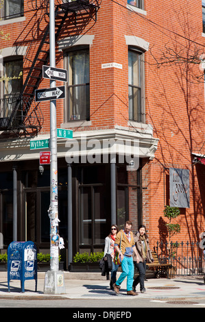 Williamsburg Brooklyn Wythe Avenue New York città quartiere Foto Stock