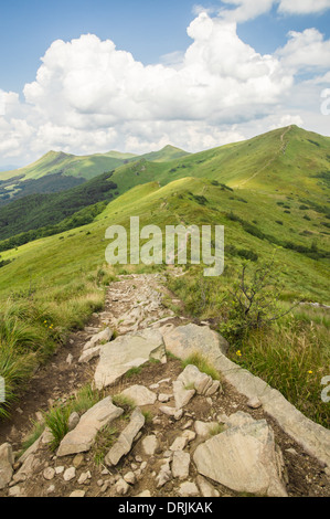 Percorso di trekking nei monti Bieszczady, Polonia Foto Stock