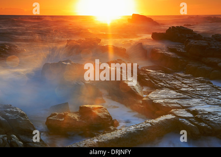 Tramonto su Bird Island, Lamberts Bay, Western Cape, West Cape, Sud Africa, Africa, Sonnenuntergang auf Bird Island, Western Ca Foto Stock