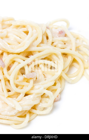 Close up di spaghetti alla carbonara. Foto Stock