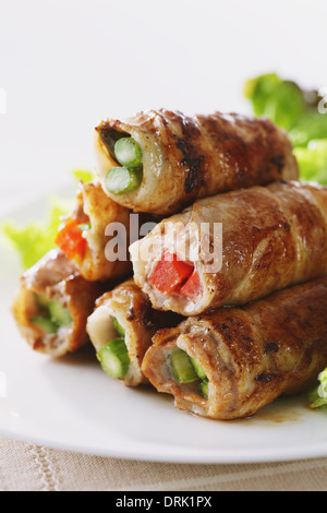 Involtini di carne Foto Stock