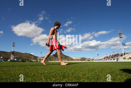 La Manga, Spagna. Il 27 gennaio 2014. Il Copa del Sol, La Manga Club 27 gennaio 2014 FC Costuleni v Stromgodset TF Foto di Tony Henshaw/La Manga Foto Generale scena/ambiente/Alamy Live News Foto Stock