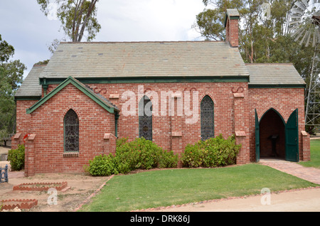 Una chiesa ricostruita nella Swan Hill Pioneer Settlement museo vivente in Victoria, Australia Foto Stock