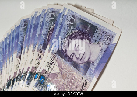 Fan di venti pound note Foto Stock