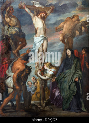 Mechelen - vernice della scena della Crocifissione di San Rumbold la cattedrale dal glorioso pittore barocco Anton van Dyck. Foto Stock