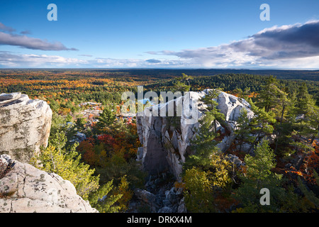 Vista dall 'crack' in Killarney Provincial Park, Ontario, Canada. Foto Stock