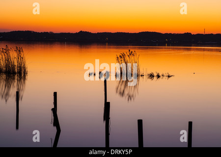 Lago Kasumigaura al tramonto, Ibaraki, Giappone Foto Stock