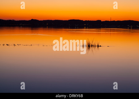 Lago Kasumigaura al tramonto, Ibaraki, Giappone Foto Stock