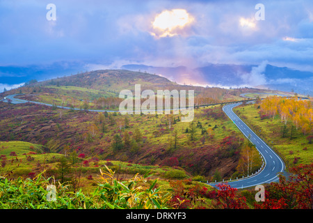 Kusatsu Shiga strada in autunno, Gunma, Giappone Foto Stock