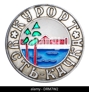 Era comunista sovietico badge di smalto - spa resort - Ust Kachka Foto Stock