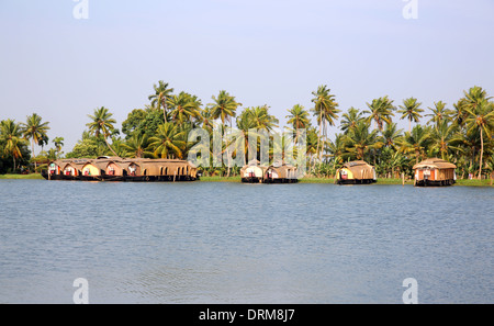 Barche casa in Kerala Backwaters Foto Stock