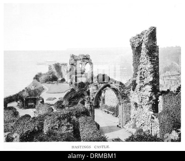 La rovina del castello di Hastings East Sussex South Coast arcata in pietra fotografato circa 1910 Foto Stock