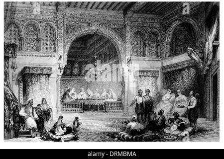Interno di un palazzo moresco, Algeri Circa 1880 Foto Stock