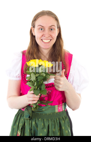 Giovane ha acquistato le rose di colore giallo per la festa della mamma Foto Stock