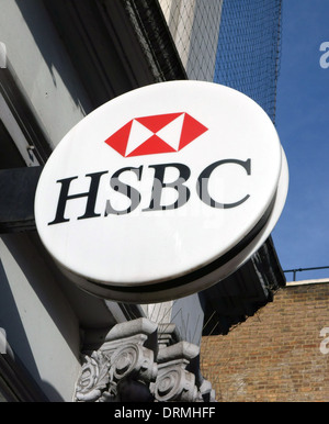 Segno sul ramo di HSBC Bank di Londra Foto Stock