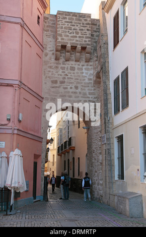 L'Arco de la Rosa (De la Rosa arco o arco di rose) a Cadice, Andalusia, Spagna. Foto Stock