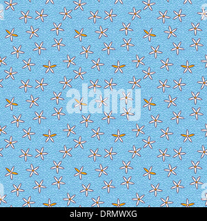 Seamless pattern retrò di piccoli fiori su sfondo blu Foto Stock