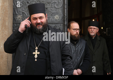 Assemblaggio della diocesi di Praga della ceca chiesa ortodossa si è riunito per la seconda volta per eleggere il nuovo Arcivescovo di Praga. Foto Stock