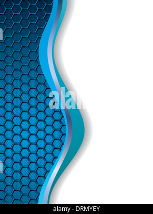 Abstract blu sullo sfondo bianco con elementi esagonali e wave Foto Stock