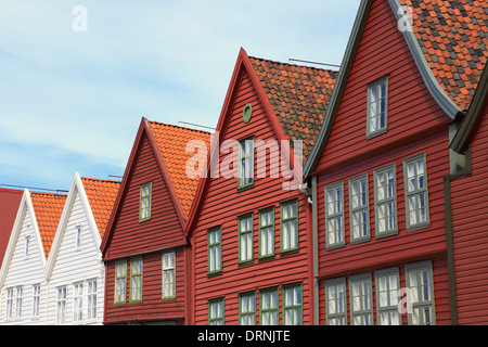 Immobili sul sito Patrimonio Mondiale dell'UNESCO, Bryggen a Bergen, Norvegia. Foto Stock