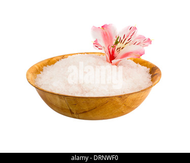 Orchid in pietre aromatico in una ciotola di legno Foto Stock