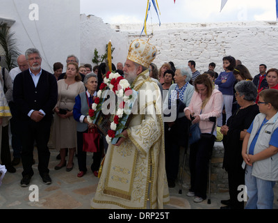 Grecia CICLADI sikinos la festa di Zoodochos Pighi monastero (chryssopigi) Foto Stock