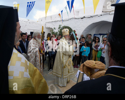 Grecia CICLADI sikinos la festa di Zoodochos Pighi monastero (chryssopigi) Foto Stock