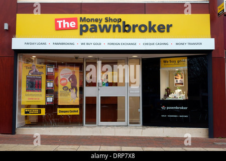 Il denaro Shop pawnbroker, Waterlooville, Hampshire, Regno Unito Foto Stock