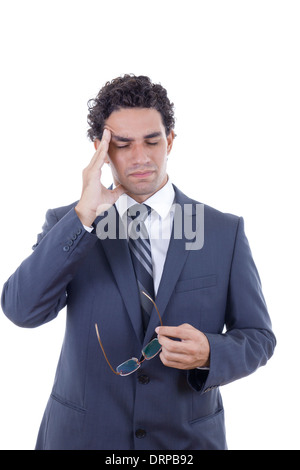 Uomo adulto in business suit con un mal di testa Foto Stock