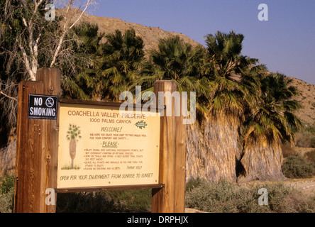 Ingresso segno, Coachella Valley preservare, California Foto Stock