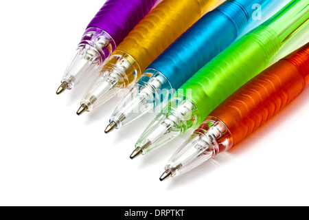 Colorato di penne a sfera closeup Foto Stock