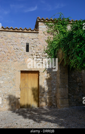 Stalattite edificio con porta in legno verde e portale. Foto Stock
