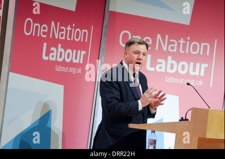 Londra, UK, 25/01/2014 : Fabian Society Anno nuovo Conference 2014. Cancelliere ombra ed Balls offre discorso.. Foto di Julie Edwards Foto Stock